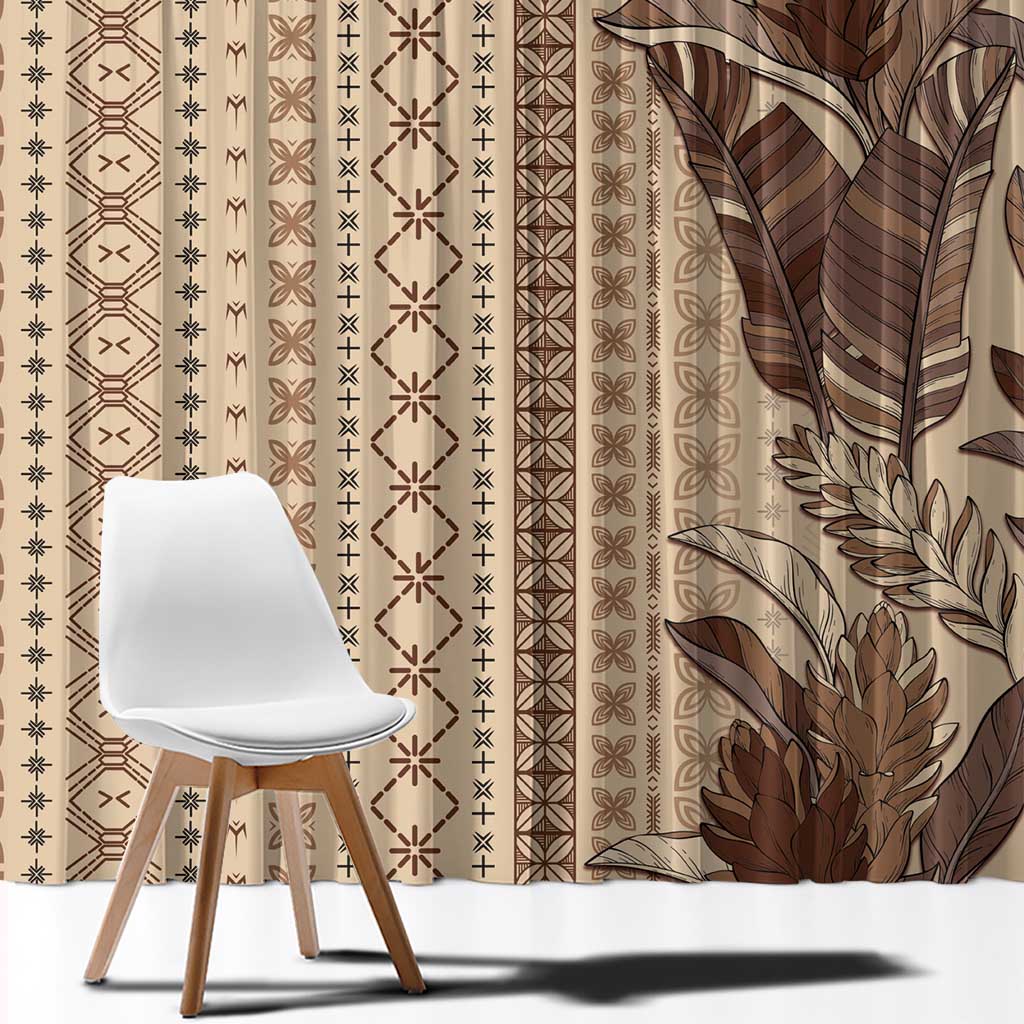 Women's Day Samoa Malu Tattoo Inspired Mix Teuila Window Curtain Vintage Tapa