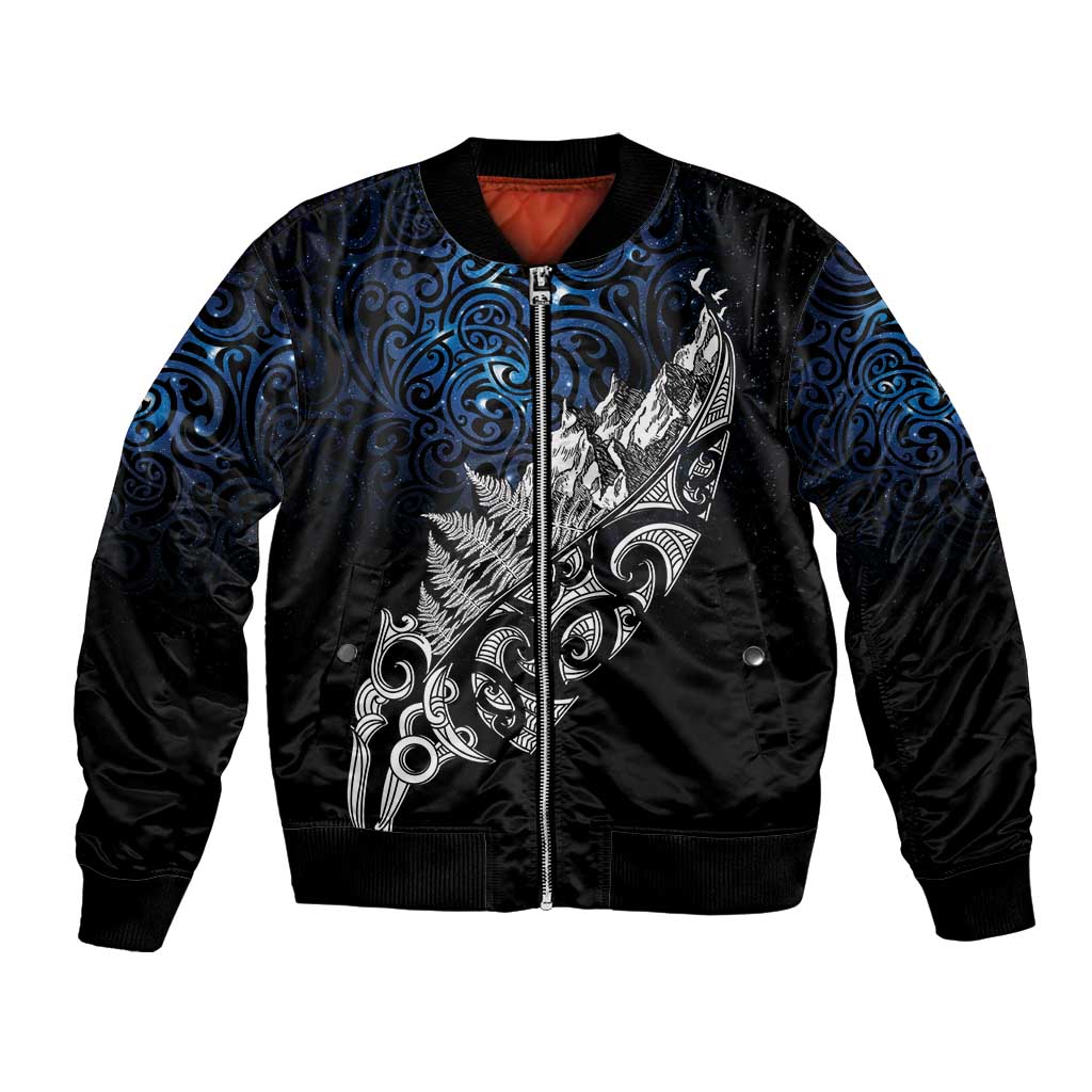 Maori Matariki Bomber Jacket Landscape Styled Fern - Galaxy