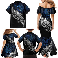 Maori Matariki Family Matching Mermaid Dress and Hawaiian Shirt Landscape Styled Fern - Galaxy
