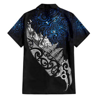 Maori Matariki Family Matching Off The Shoulder Long Sleeve Dress and Hawaiian Shirt Landscape Styled Fern - Galaxy