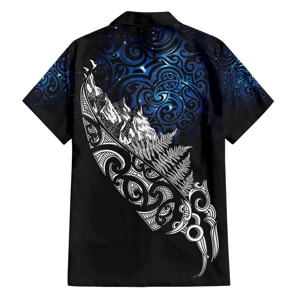 Maori Matariki Family Matching Off Shoulder Maxi Dress and Hawaiian Shirt Landscape Styled Fern - Galaxy