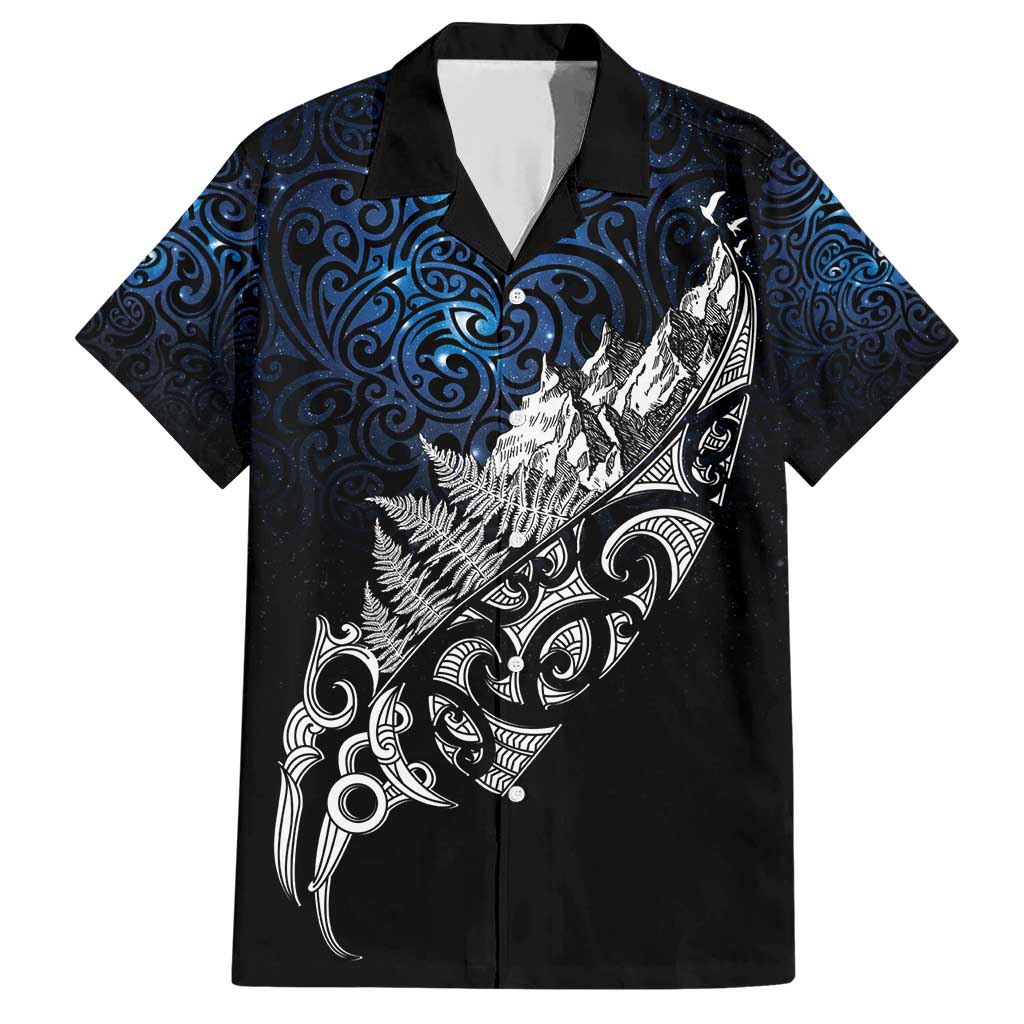 Maori Matariki Family Matching Short Sleeve Bodycon Dress and Hawaiian Shirt Landscape Styled Fern - Galaxy