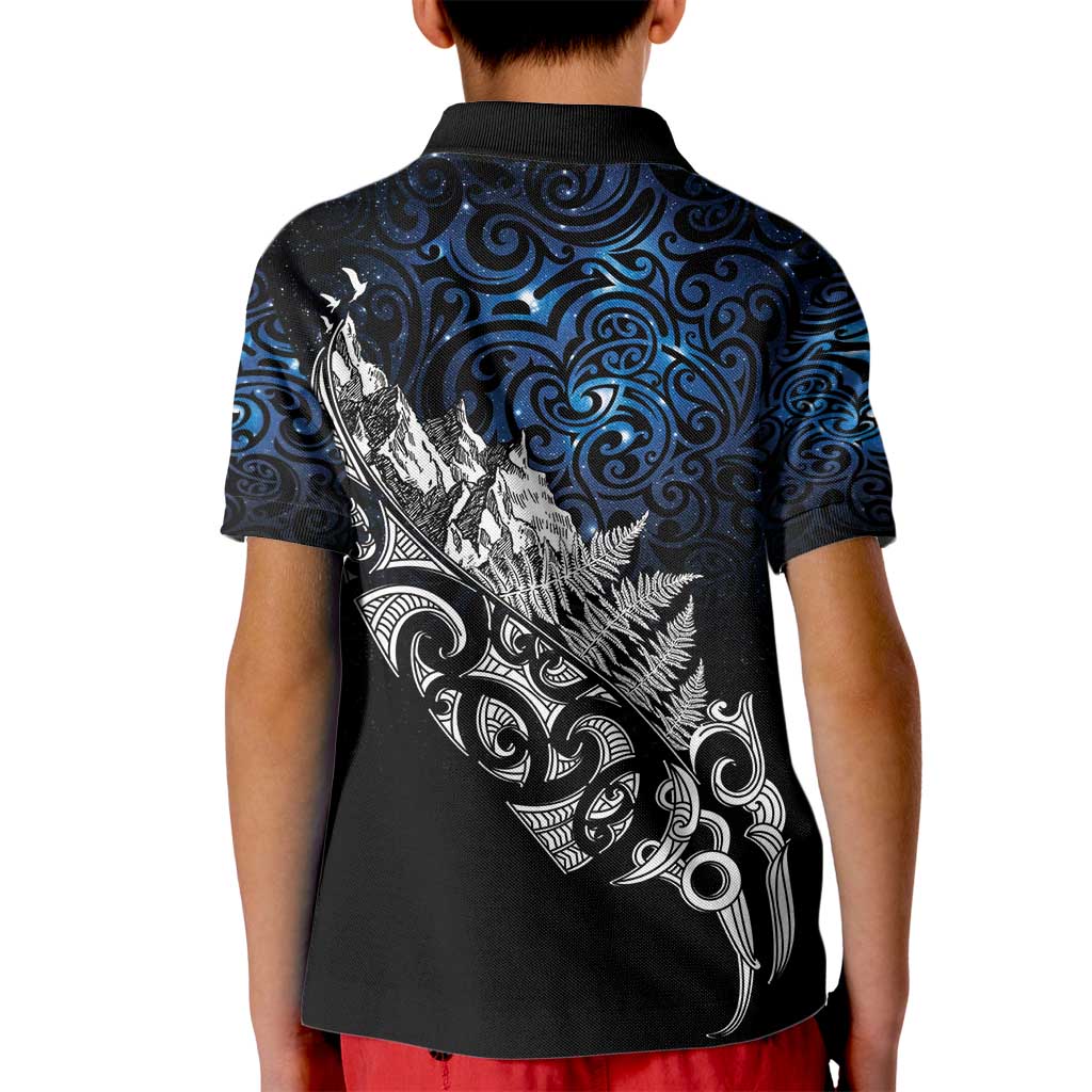 Maori Matariki Kid Polo Shirt Landscape Styled Fern - Galaxy
