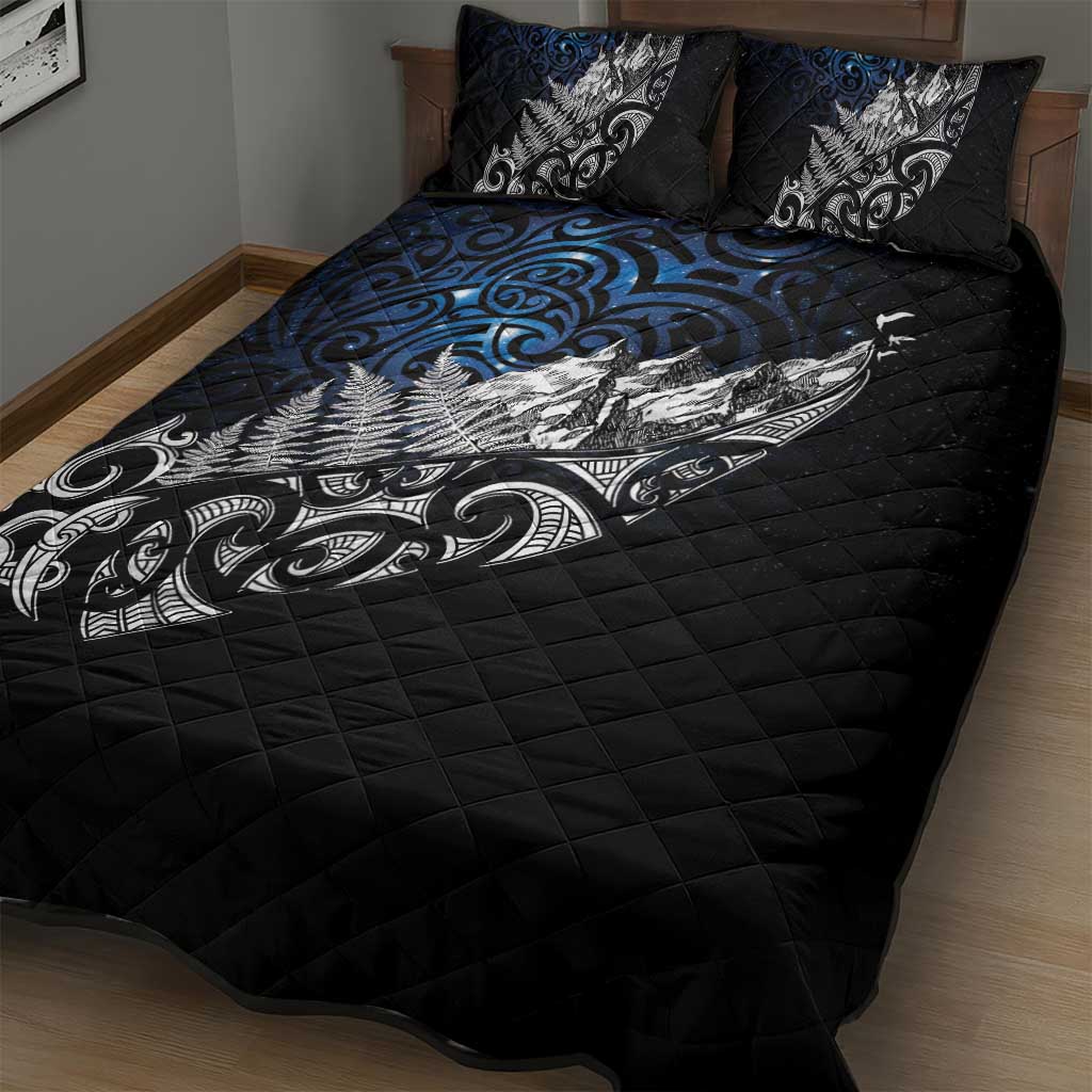 Maori Matariki Quilt Bed Set Landscape Styled Fern - Galaxy