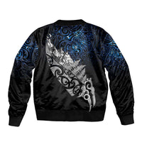 Maori Matariki Sleeve Zip Bomber Jacket Landscape Styled Fern - Galaxy