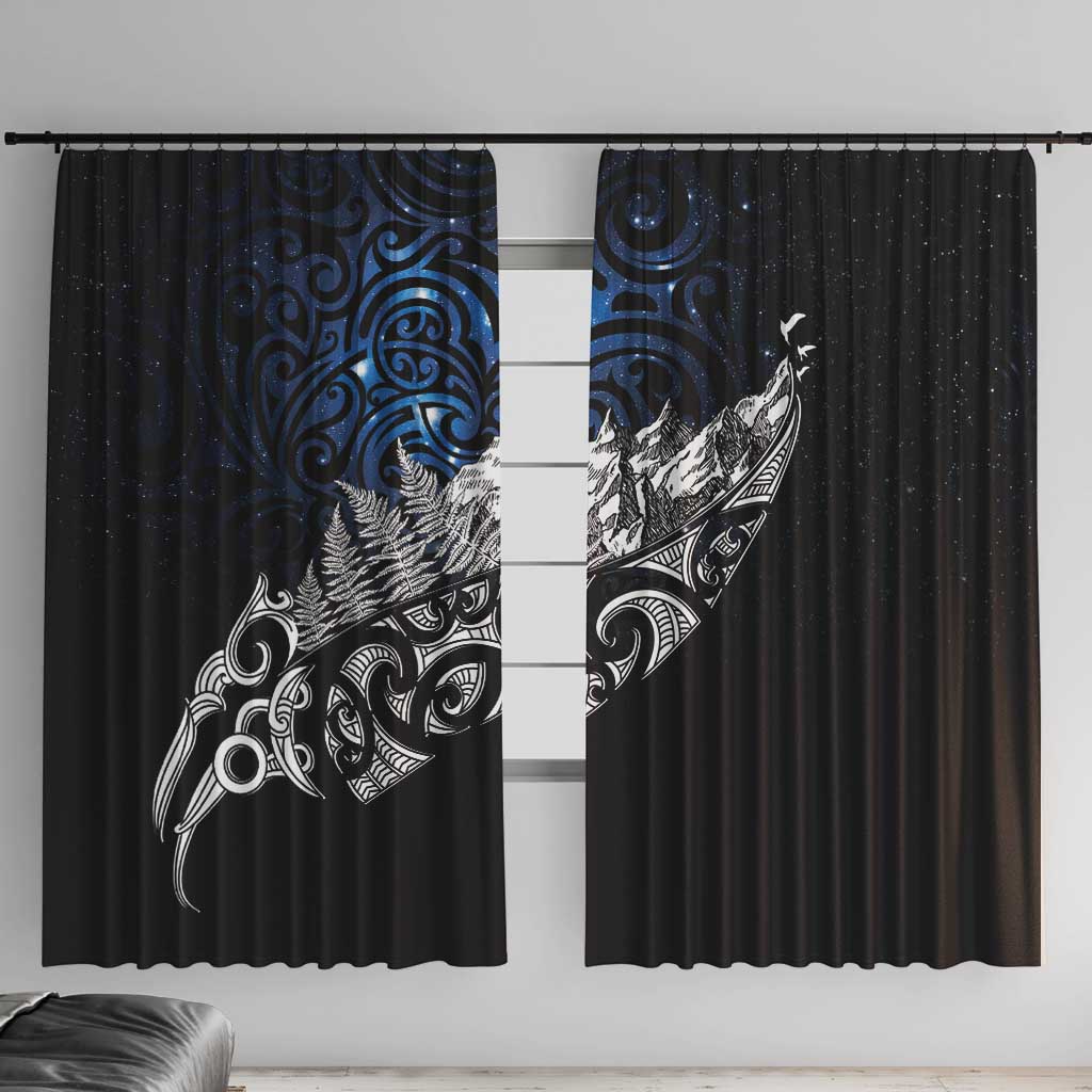 Maori Matariki Window Curtain Landscape Styled Fern - Galaxy