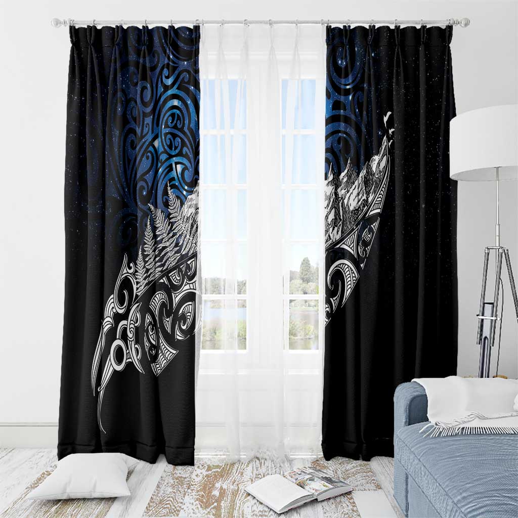 Maori Matariki Window Curtain Landscape Styled Fern - Galaxy