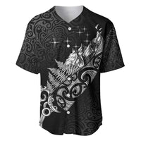 Maori Matariki Baseball Jersey Landscape Styled Fern - Monochrome
