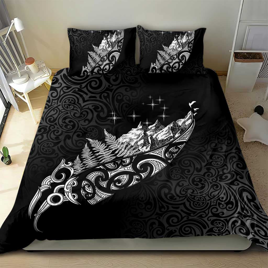 Maori Matariki Bedding Set Landscape Styled Fern - Monochrome