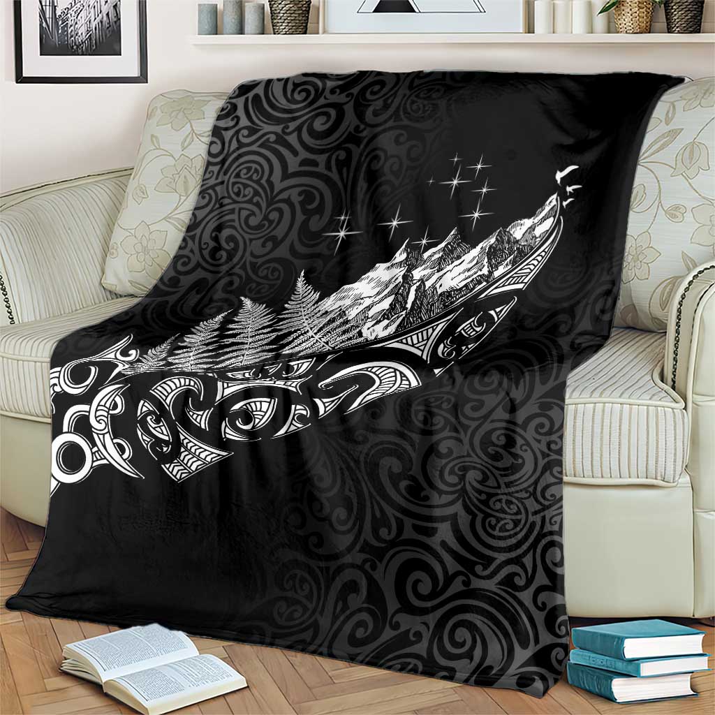 Maori Matariki Blanket Landscape Styled Fern - Monochrome