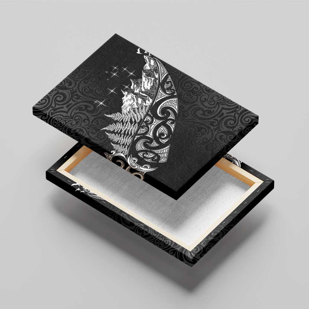 Maori Matariki Canvas Wall Art Landscape Styled Fern - Monochrome