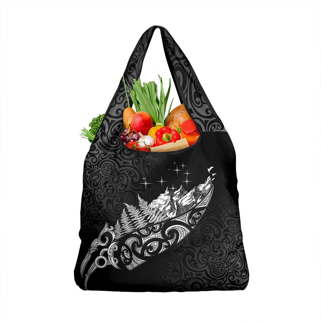 Maori Matariki Grocery Bag Landscape Styled Fern - Monochrome