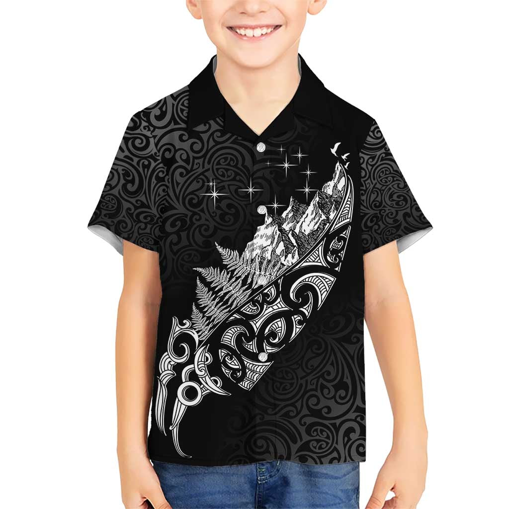 Maori Matariki Hawaiian Shirt Landscape Styled Fern - Monochrome