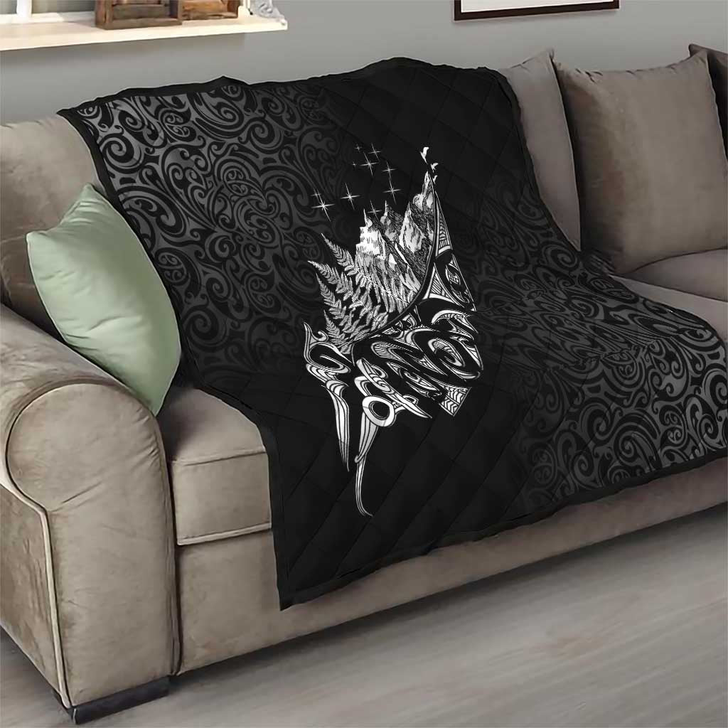 Maori Matariki Quilt Landscape Styled Fern - Monochrome