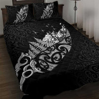 Maori Matariki Quilt Bed Set Landscape Styled Fern - Monochrome