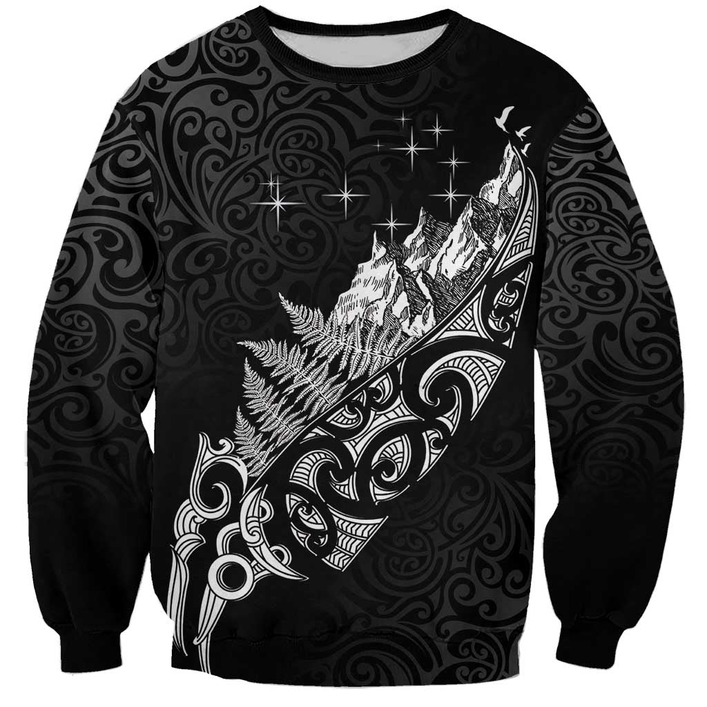 Maori Matariki Sweatshirt Landscape Styled Fern - Monochrome