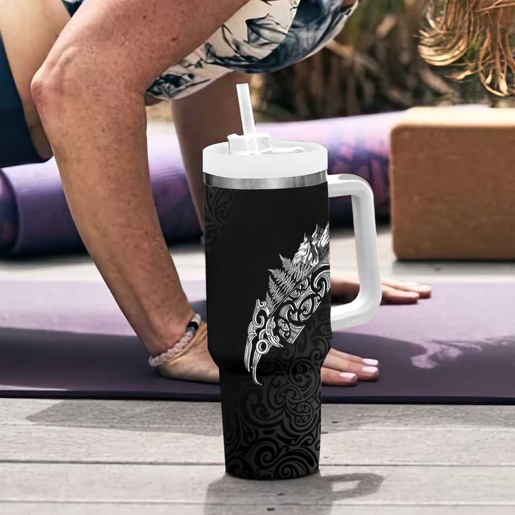 Maori Matariki Tumbler With Handle Landscape Styled Fern - Monochrome