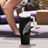 Maori Matariki Tumbler With Handle Landscape Styled Fern - Monochrome