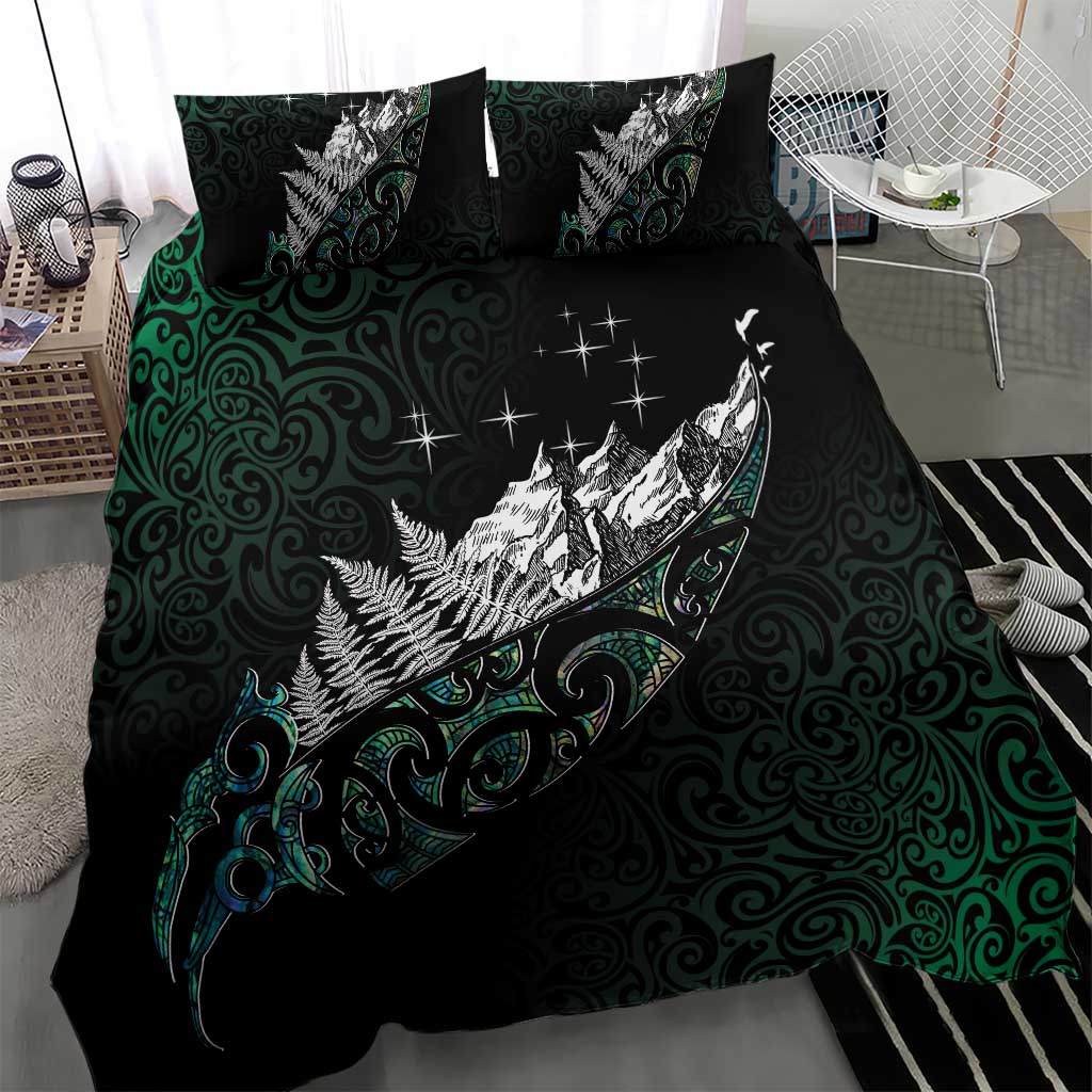 Maori Matariki Bedding Set Landscape Styled Fern - Paua Shell