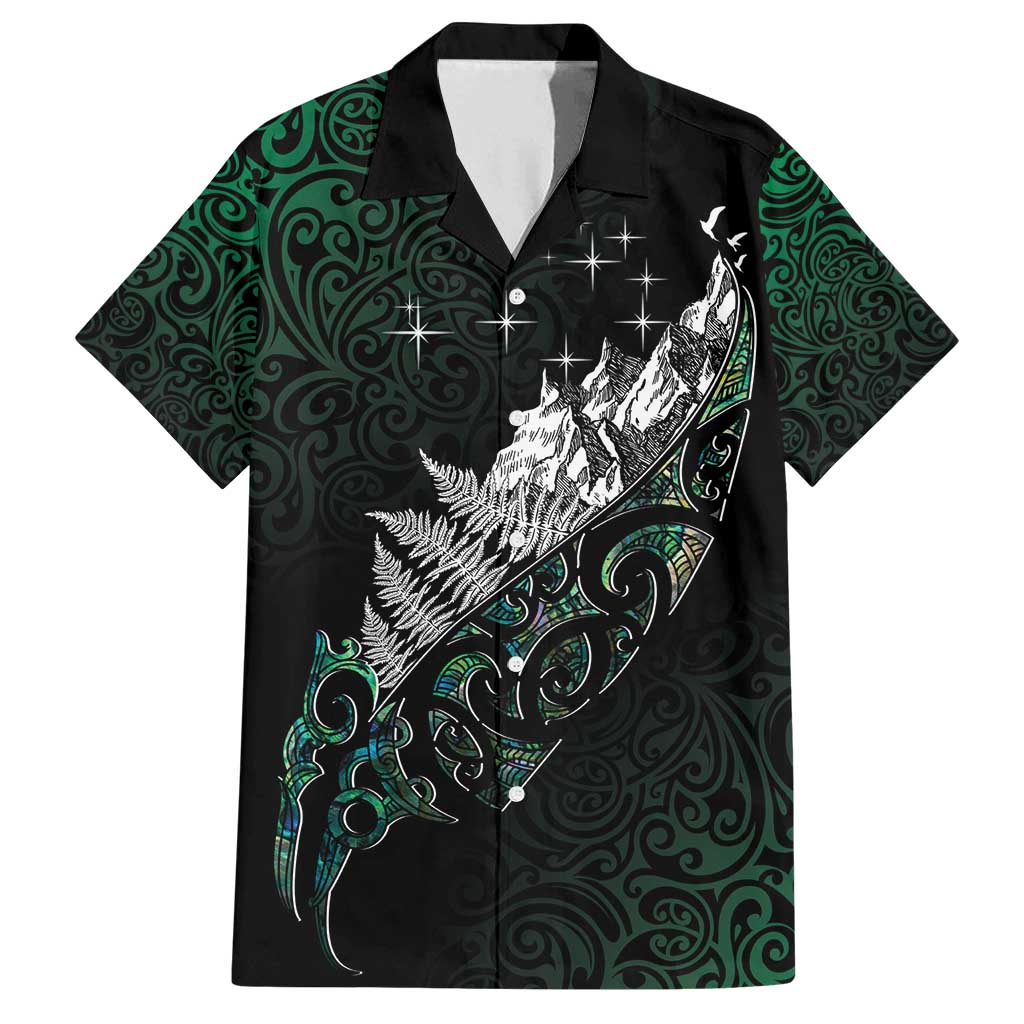 Maori Matariki Family Matching Long Sleeve Bodycon Dress and Hawaiian Shirt Landscape Styled Fern - Paua Shell