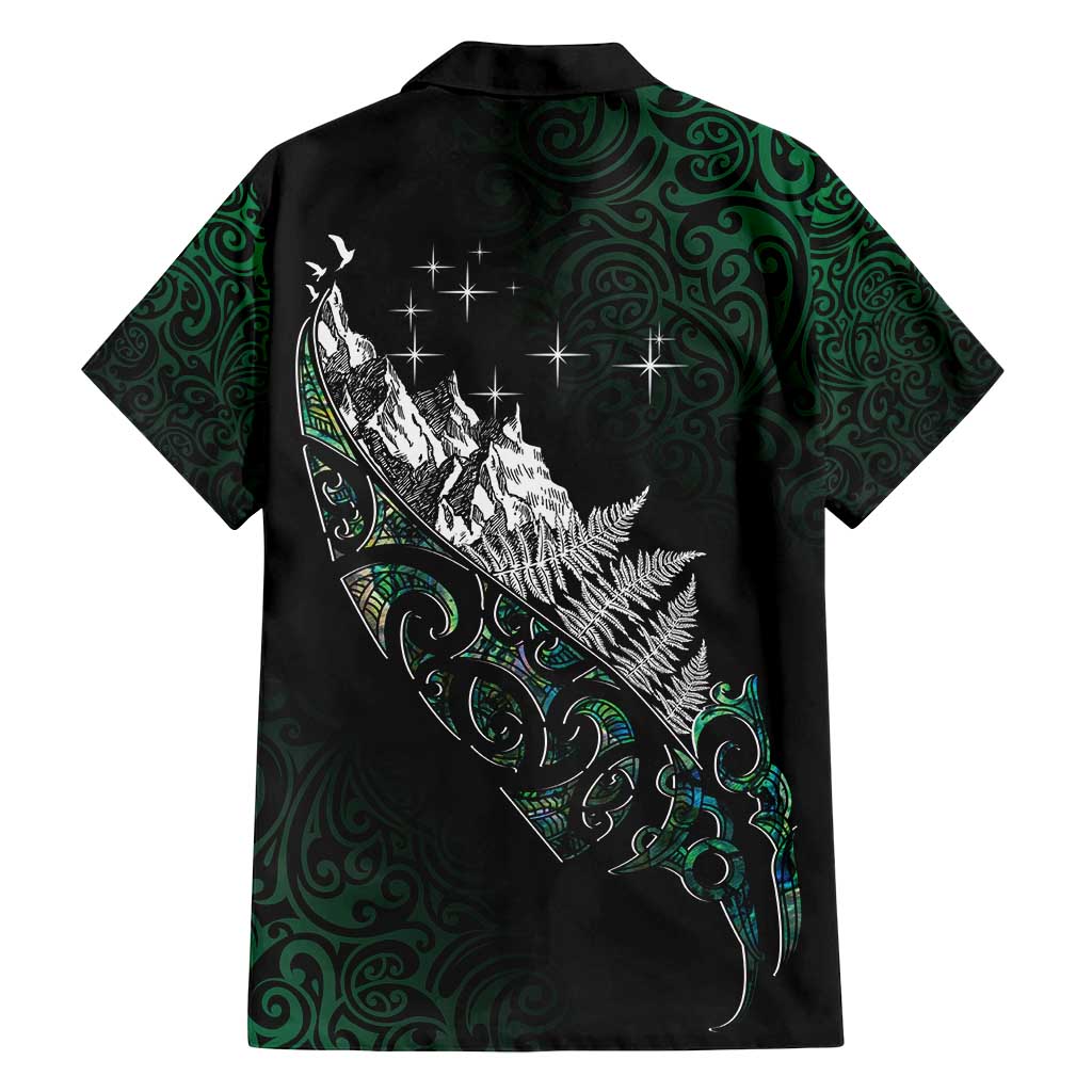 Maori Matariki Family Matching Puletasi and Hawaiian Shirt Landscape Styled Fern - Paua Shell