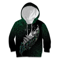 Maori Matariki Kid Hoodie Landscape Styled Fern - Paua Shell