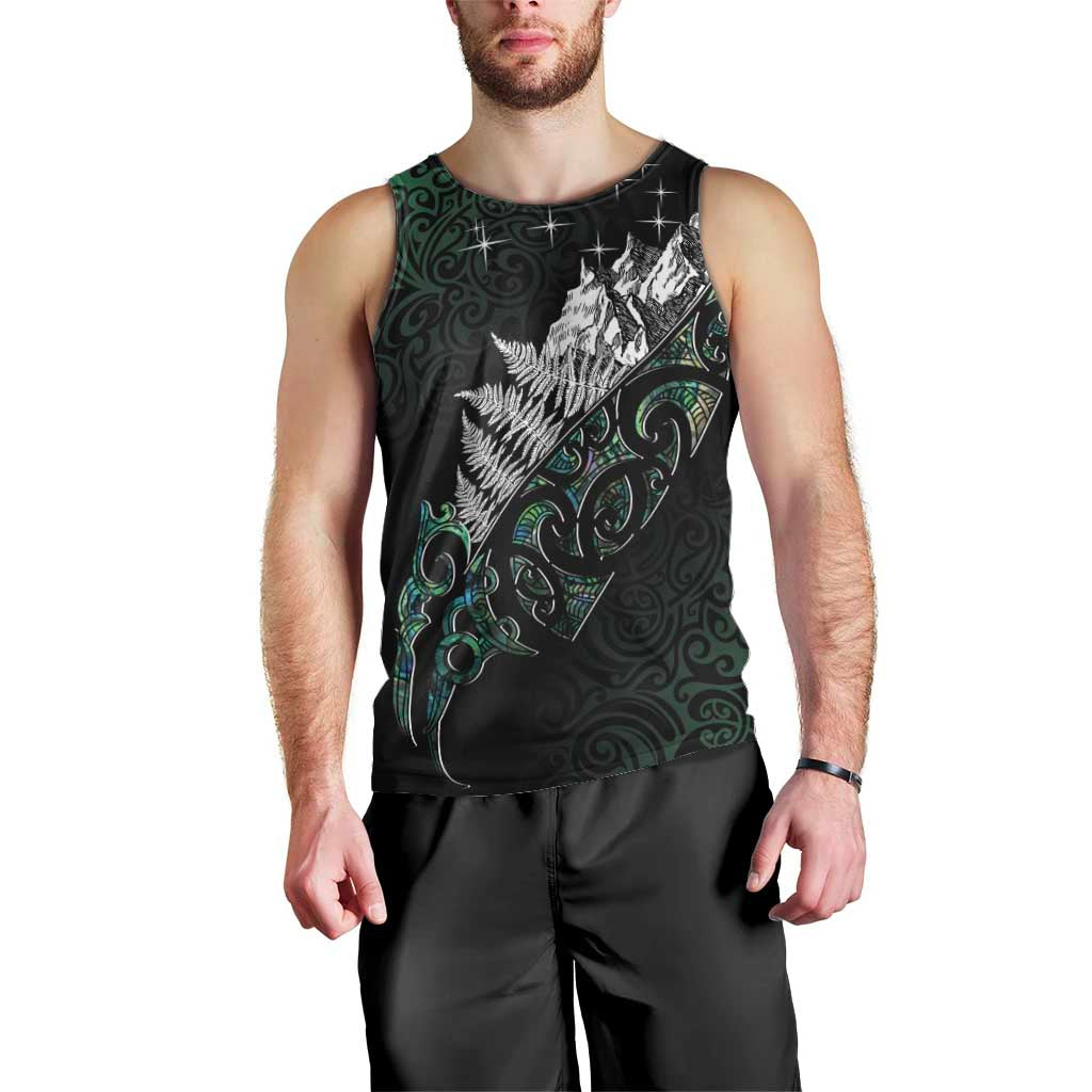 Maori Matariki Men Tank Top Landscape Styled Fern - Paua Shell