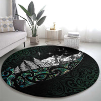 Maori Matariki Round Carpet Landscape Styled Fern - Paua Shell