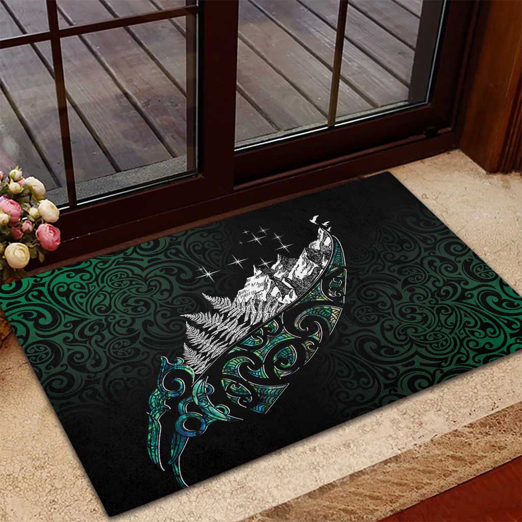 Maori Matariki Rubber Doormat Landscape Styled Fern - Paua Shell