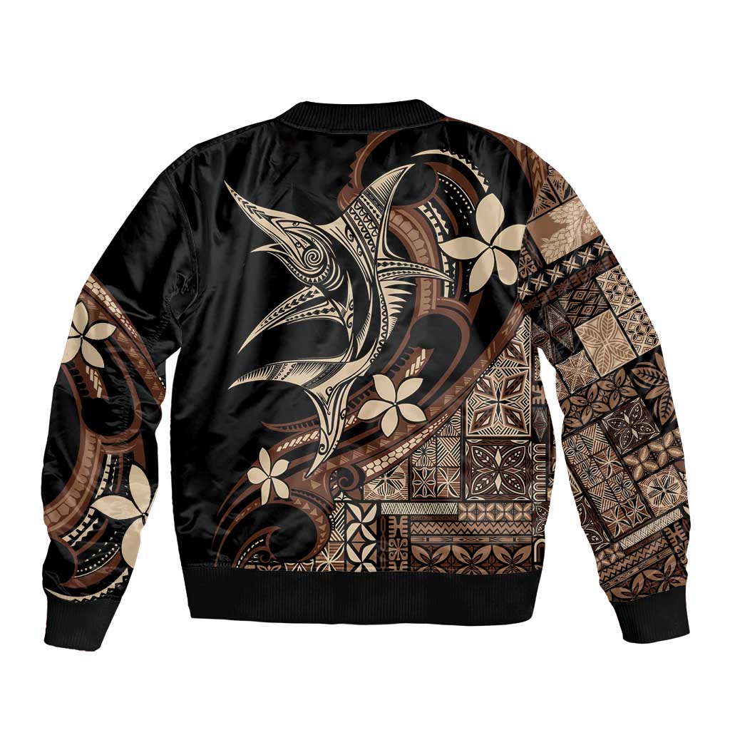 Samoa Manuia le Aso Tuto'atasi Bomber Jacket Siapo Mamanu Mix Tatau Marlin