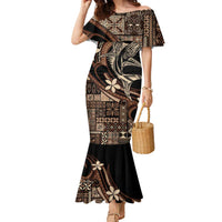 Samoa Manuia le Aso Tuto'atasi Family Matching Mermaid Dress and Hawaiian Shirt Siapo Mamanu Mix Tatau Marlin