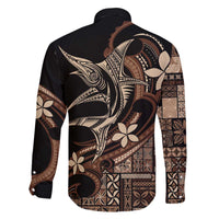 Samoa Manuia le Aso Tuto'atasi Family Matching Off The Shoulder Long Sleeve Dress and Hawaiian Shirt Siapo Mamanu Mix Tatau Marlin