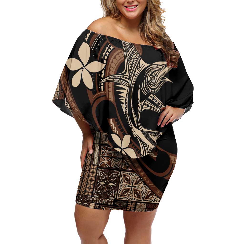 Samoa Manuia le Aso Tuto'atasi Family Matching Off Shoulder Short Dress and Hawaiian Shirt Siapo Mamanu Mix Tatau Marlin