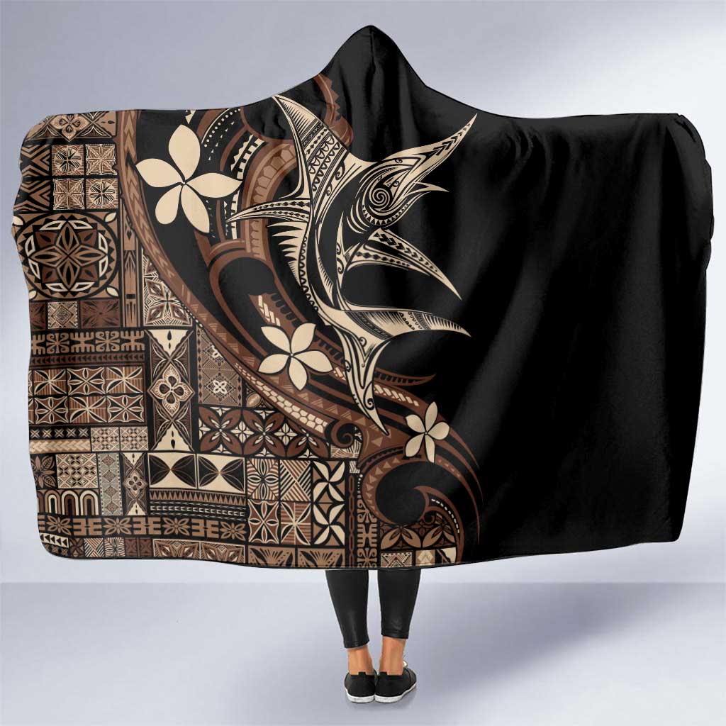 Samoa Manuia le Aso Tuto'atasi Hooded Blanket Siapo Mamanu Mix Tatau Marlin