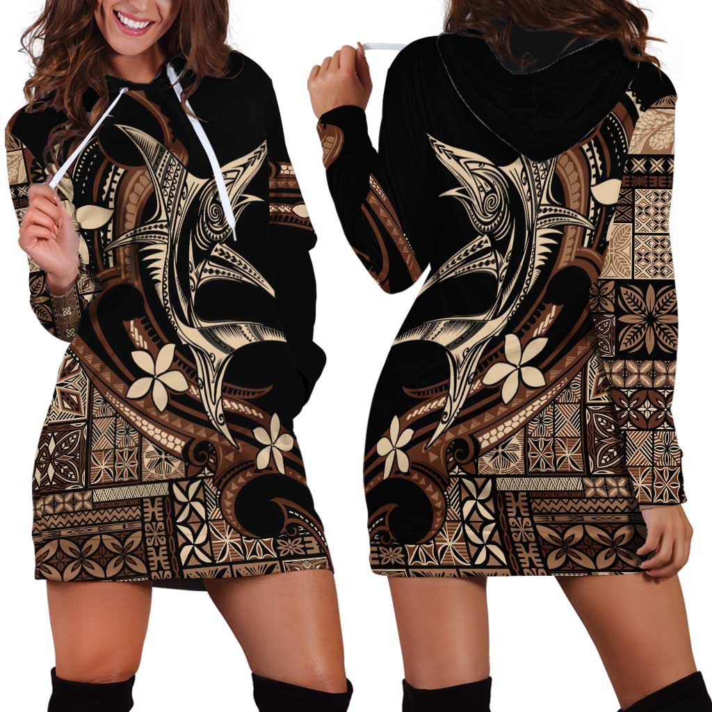 Samoa Manuia le Aso Tuto'atasi Hoodie Dress Siapo Mamanu Mix Tatau Marlin