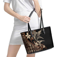 Samoa Manuia le Aso Tuto'atasi Leather Tote Bag Siapo Mamanu Mix Tatau Marlin