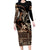 Samoa Manuia le Aso Tuto'atasi Long Sleeve Bodycon Dress Siapo Mamanu Mix Tatau Marlin