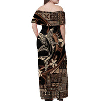Samoa Manuia le Aso Tuto'atasi Off Shoulder Maxi Dress Siapo Mamanu Mix Tatau Marlin