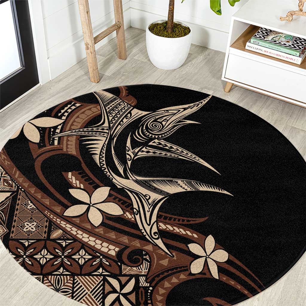 Samoa Manuia le Aso Tuto'atasi Round Carpet Siapo Mamanu Mix Tatau Marlin