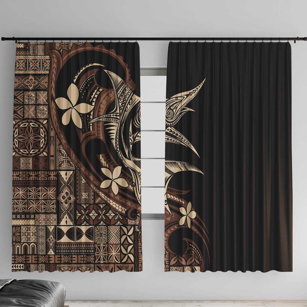 Samoa Manuia le Aso Tuto'atasi Window Curtain Siapo Mamanu Mix Tatau Marlin