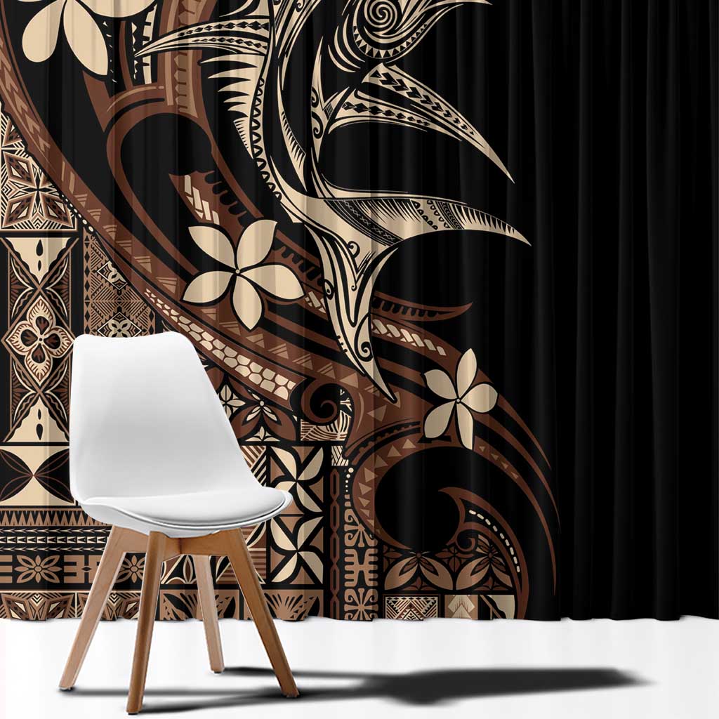 Samoa Manuia le Aso Tuto'atasi Window Curtain Siapo Mamanu Mix Tatau Marlin