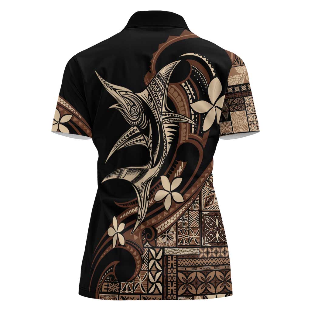 Samoa Manuia le Aso Tuto'atasi Women Polo Shirt Siapo Mamanu Mix Tatau Marlin