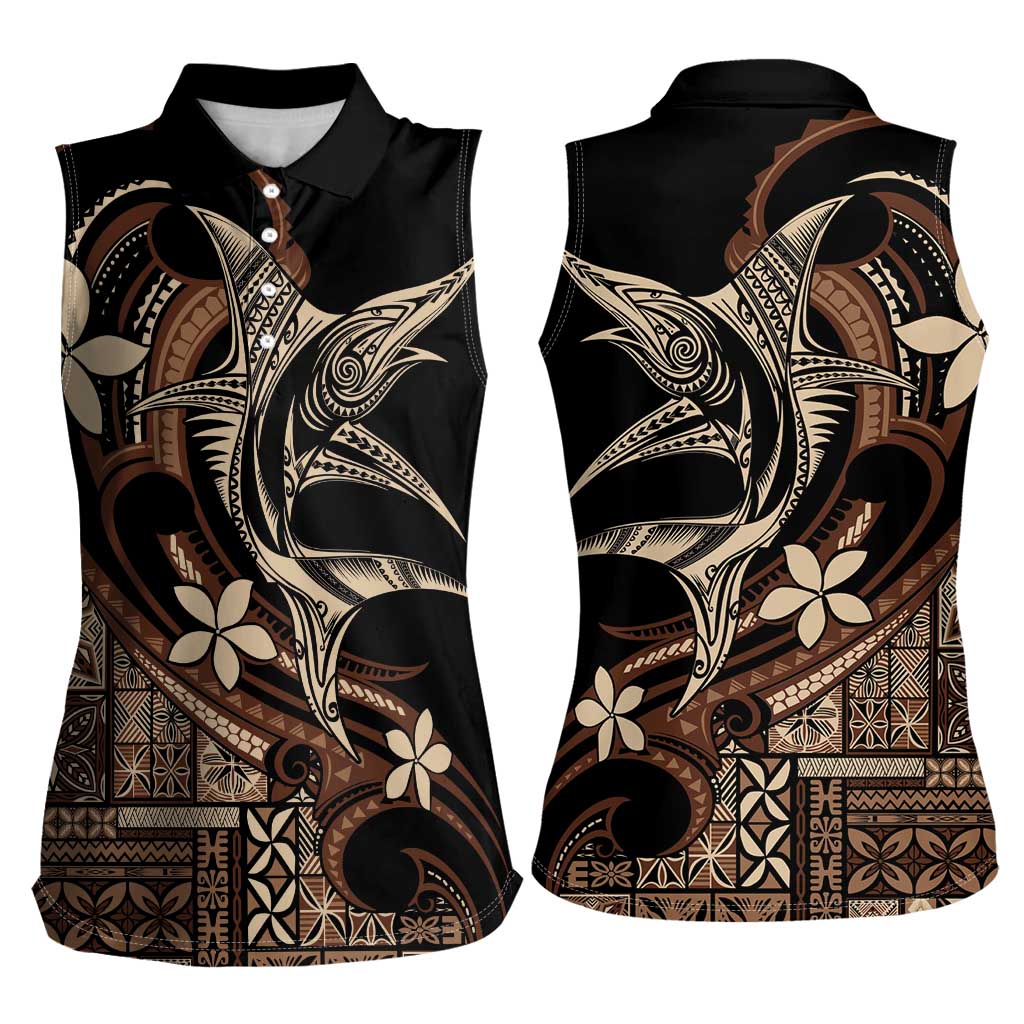 Samoa Manuia le Aso Tuto'atasi Women Sleeveless Polo Shirt Siapo Mamanu Mix Tatau Marlin