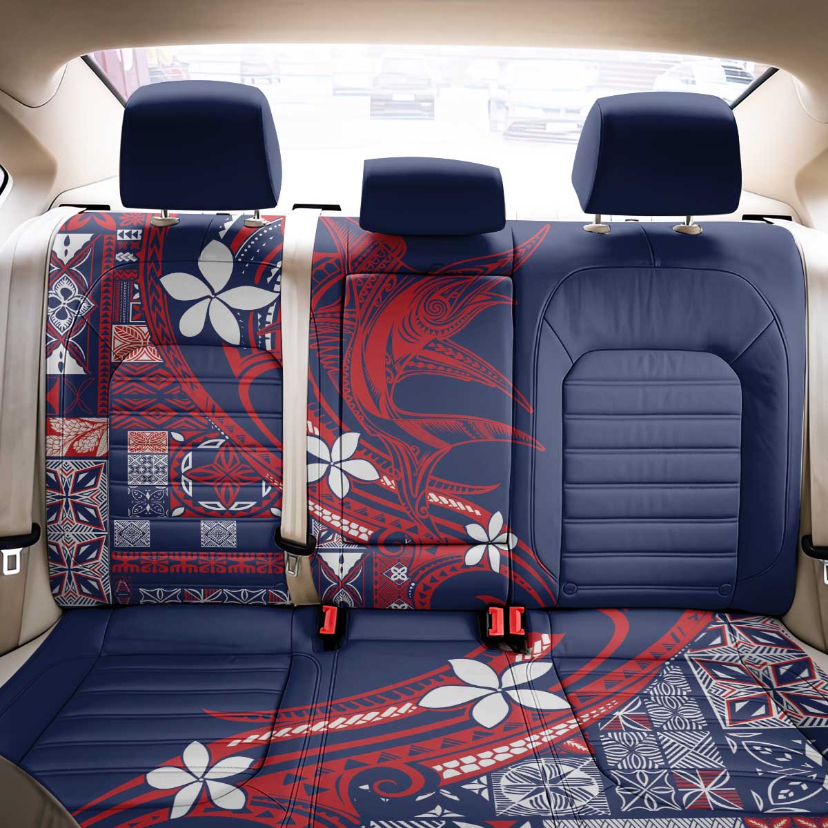 Samoa Manuia le Aso Tuto'atasi Back Car Seat Cover Siapo Mamanu Mix Tatau Marlin - Flag Color
