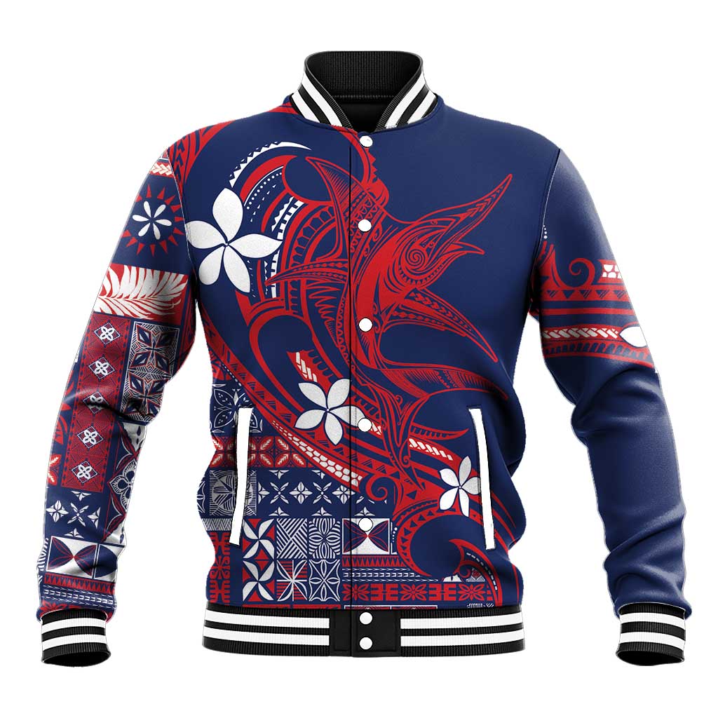 Samoa Manuia le Aso Tuto'atasi Baseball Jacket Siapo Mamanu Mix Tatau Marlin - Flag Color