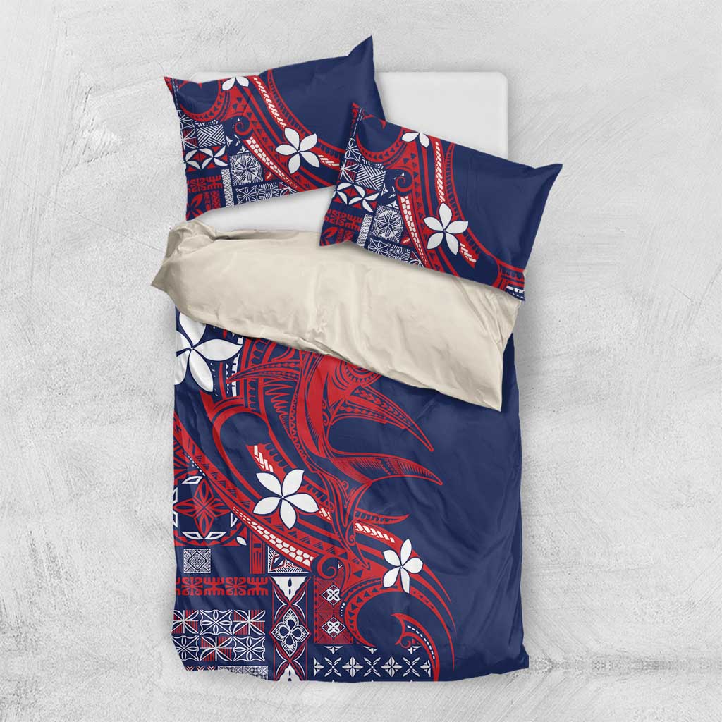 Samoa Manuia le Aso Tuto'atasi Bedding Set Siapo Mamanu Mix Tatau Marlin - Flag Color
