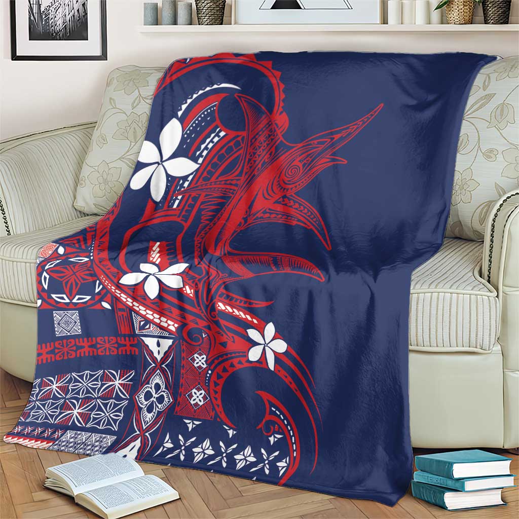 Samoa Manuia le Aso Tuto'atasi Blanket Siapo Mamanu Mix Tatau Marlin - Flag Color