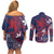 Samoa Manuia le Aso Tuto'atasi Couples Matching Off Shoulder Short Dress and Long Sleeve Button Shirt Siapo Mamanu Mix Tatau Marlin - Flag Color