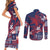 Samoa Manuia le Aso Tuto'atasi Couples Matching Short Sleeve Bodycon Dress and Long Sleeve Button Shirt Siapo Mamanu Mix Tatau Marlin - Flag Color