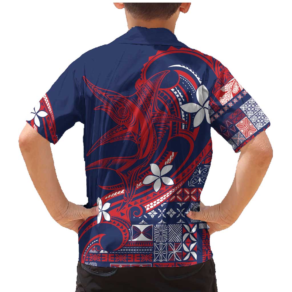 Samoa Manuia le Aso Tuto'atasi Family Matching Mermaid Dress and Hawaiian Shirt Siapo Mamanu Mix Tatau Marlin - Flag Color